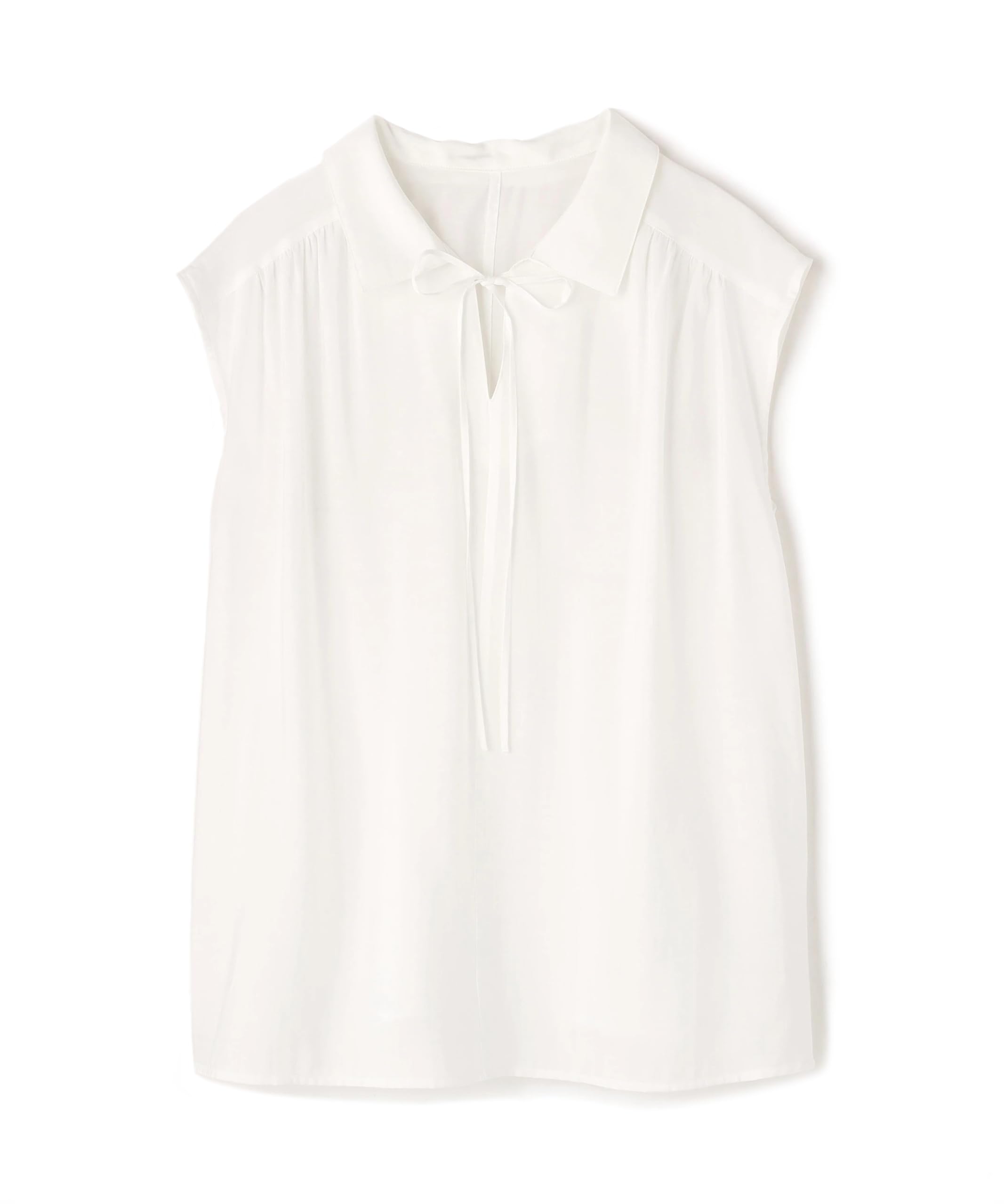 

Natural Beauty Basic Narrow Ribbon Skipper Blouse for Women, Off-White