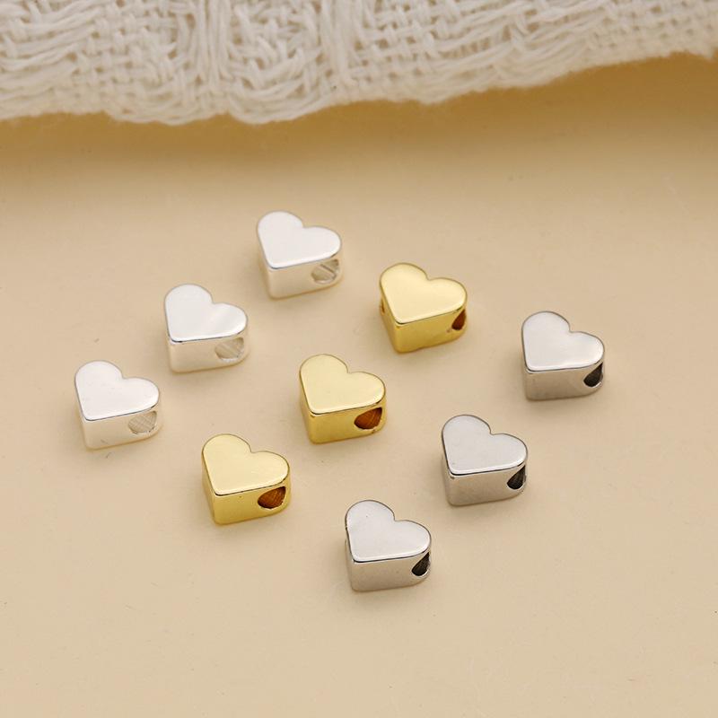 

Copper-Plated 18K DIY Heart Spacer Beads for Jewelry Making: Smooth Pearl Beads for Bracelet & Necklace. 5mm