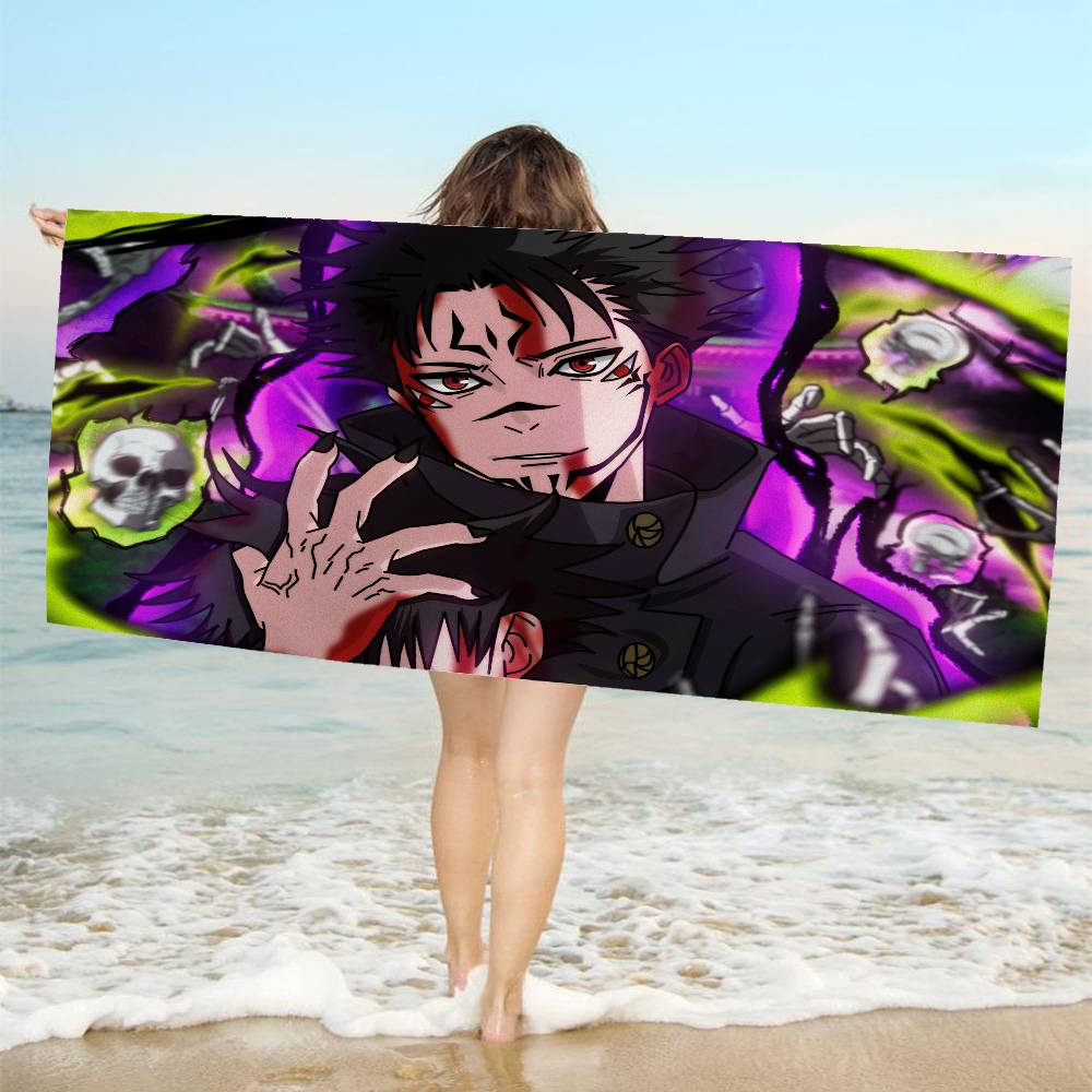 J-Jujutsu K-kaisen Anime Mikrofaserdecke Schnell trocknende Strandtücher Übergröße Druck Super saugfähige Pooltuchdecke