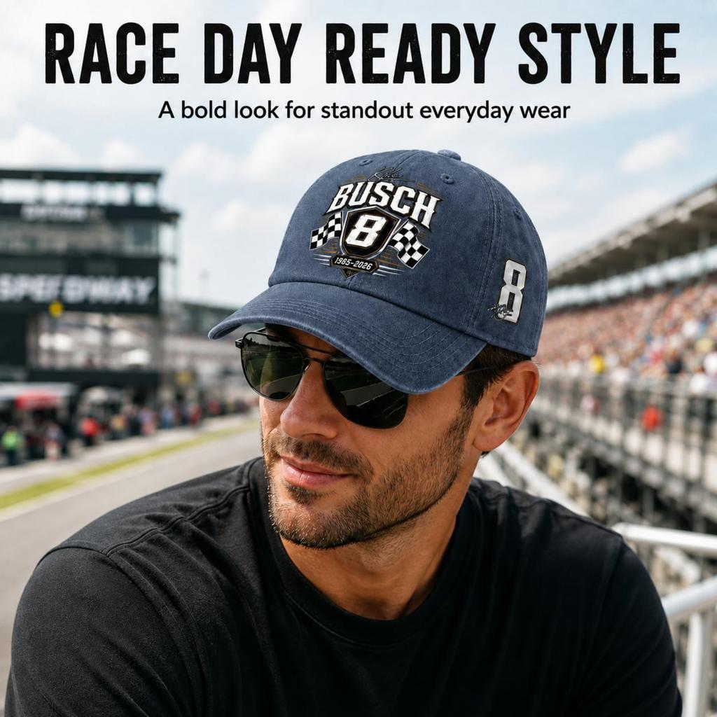 Adjustable Racing Cap Unisex Motorsport Hat with Embroidered Number and Checkered Flags Design Small Racing Gift Hat