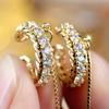 Delicate Gold Color Long Chain Cartilage Clip Earrings for Women Exquisite Shiny Cubic Zirconia Earrings Party Jewelry