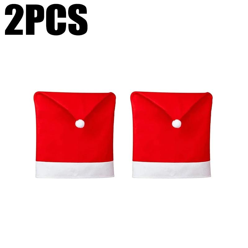 

Santa Hat Chair Cover Red Non-woven Chair Back Cover Xmas Table Decoration Dining Chair Protector Christmas Party Supplies