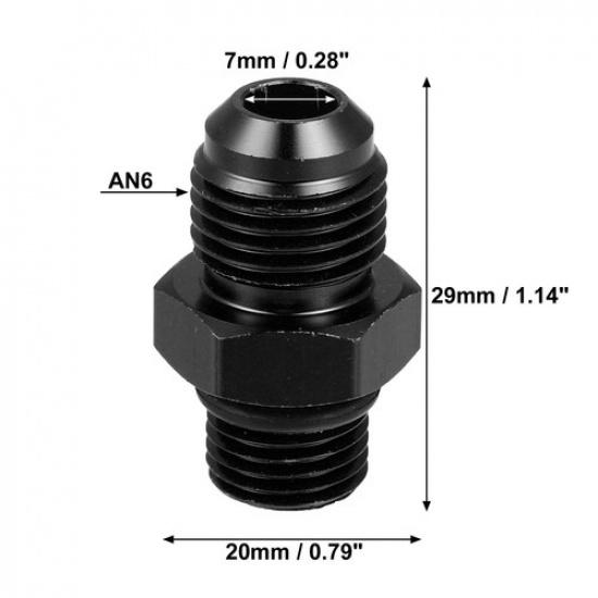 Universal 6AN Male to M12 x 1.25mm Male Metric Thread Fitting Adapter Pack of 2