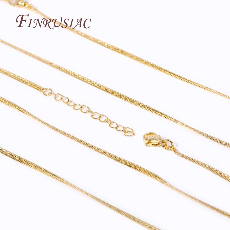 Fashion Blade Snake Chain Necklace 18K Gold Plated Brass Metal Thin Chains For Women Men Jewelry Accessories Findings