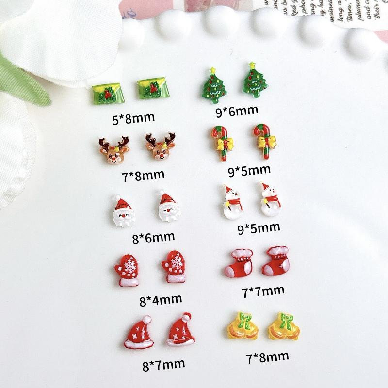 30 Stück Cartoon Kreative Schneeflocke Handschuhe Elch Nagelanhänger Durchscheinend Weihnachtsmann Weihnachts-Serie Harz DIY Nailart Dekoration