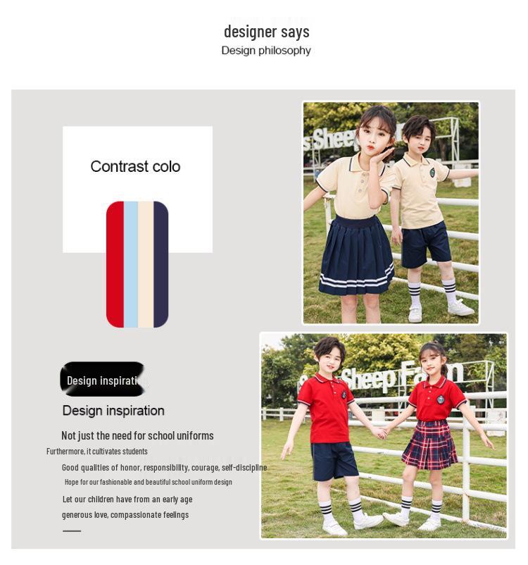 British Style Summer Kids' School Uniform Set - Boys & Girls Two-Piece Performance Wear