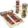 Lopenle Colored Pencil Roll Pencil Large Holds 48 Storage Stationery Pencil Pencil Flower Blossom and Wealth Peony Floral Canvas Roll Pencil