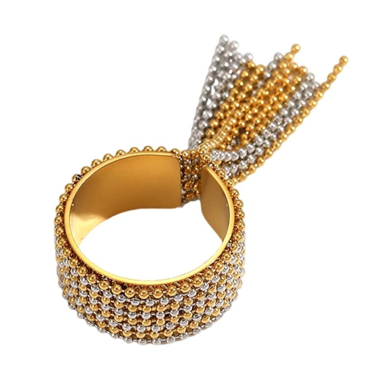 Sophisticated Matching Jewelry Interlocked Chain Ring Bracelet Evening Wear Tassels Ring For Sensitive Skin