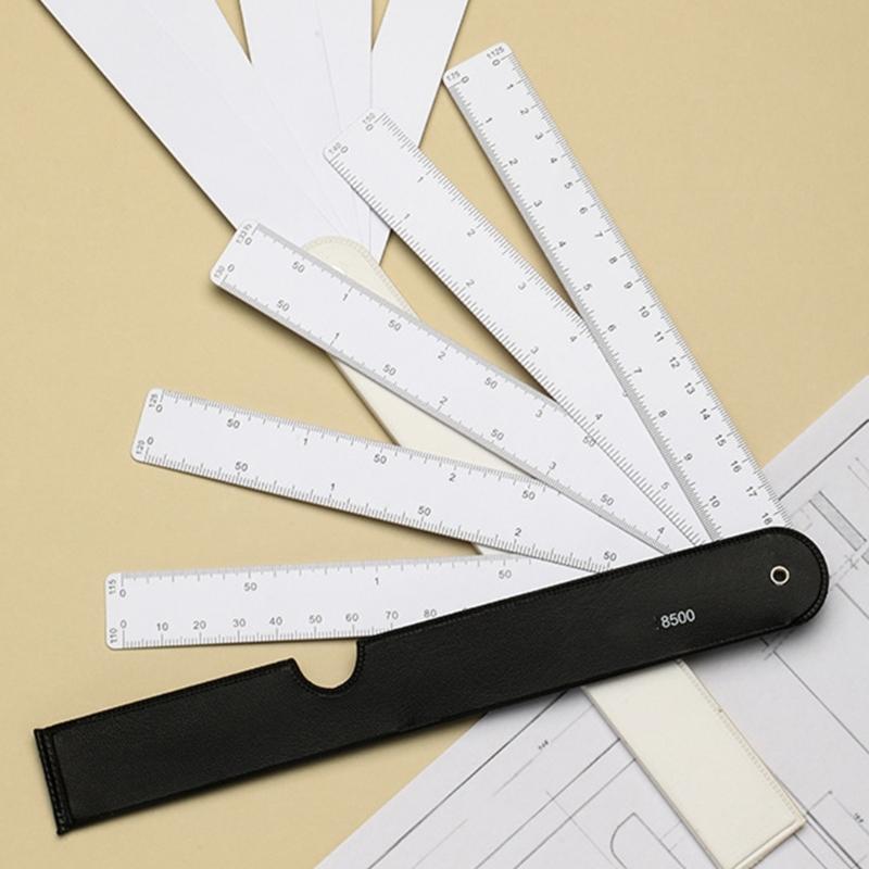 Folding Metric Scale Ruler Fan Shaped Metric Scale Ruler Measuring Tool for Engineering Drawing Sewing and Quilting