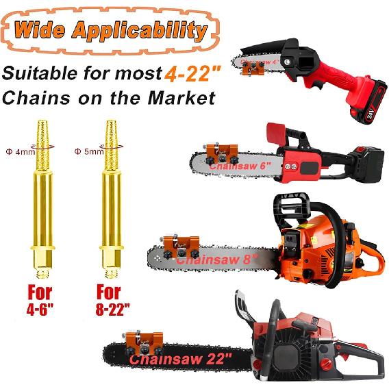 Chainsaw Sharpener Jig Kit, Portable Universal Chain Saw Sharpener Tool with 5 PCS High Hardness Burrs, Manual Hand Crank Chainsaw Sharpener,