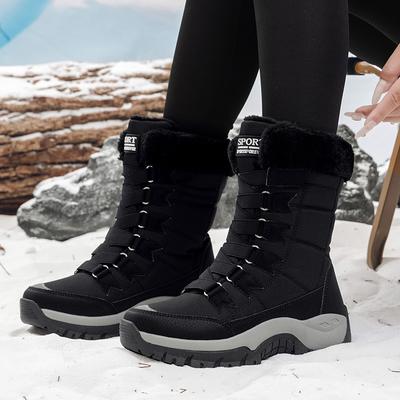 Neue Damen Winter Samt Warme Schneestiefel Übergröße High Top Baumwollstiefel Verdickte Nordost Outdoor Stiefel Baumwollschuhe
