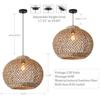 13.77 Woven Rattan Pendant Light Hand-Woven Water Plants Rattan Chandelier 1-Light Boho Wicker Coastal Retro Ceiling Chandelier