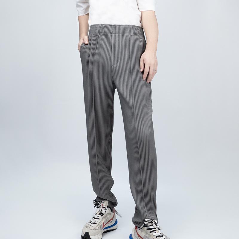 Miyake Men's Spring Slim Pleated Skinny Trousers - Japanese Retro Style