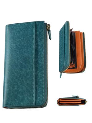 Fabrizio and Long Wallet with Coin Large 20 Card Bill Easy To Made with Genuine Italian Leather by Top Leather YKK Zipper Men's Women's L-Shaped