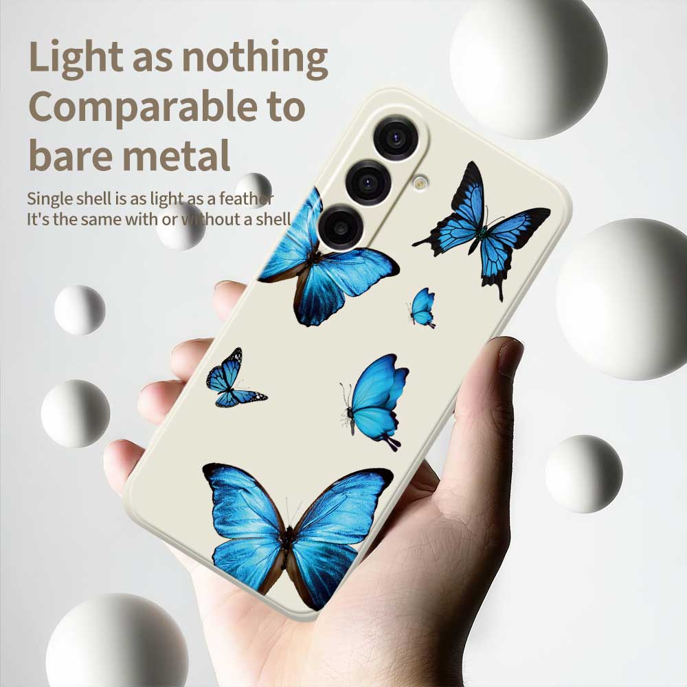 For Samsung Galaxy A17 5G Case Blue Butterflies Pattern Printing Straight Edge TPU Phone Back Cover