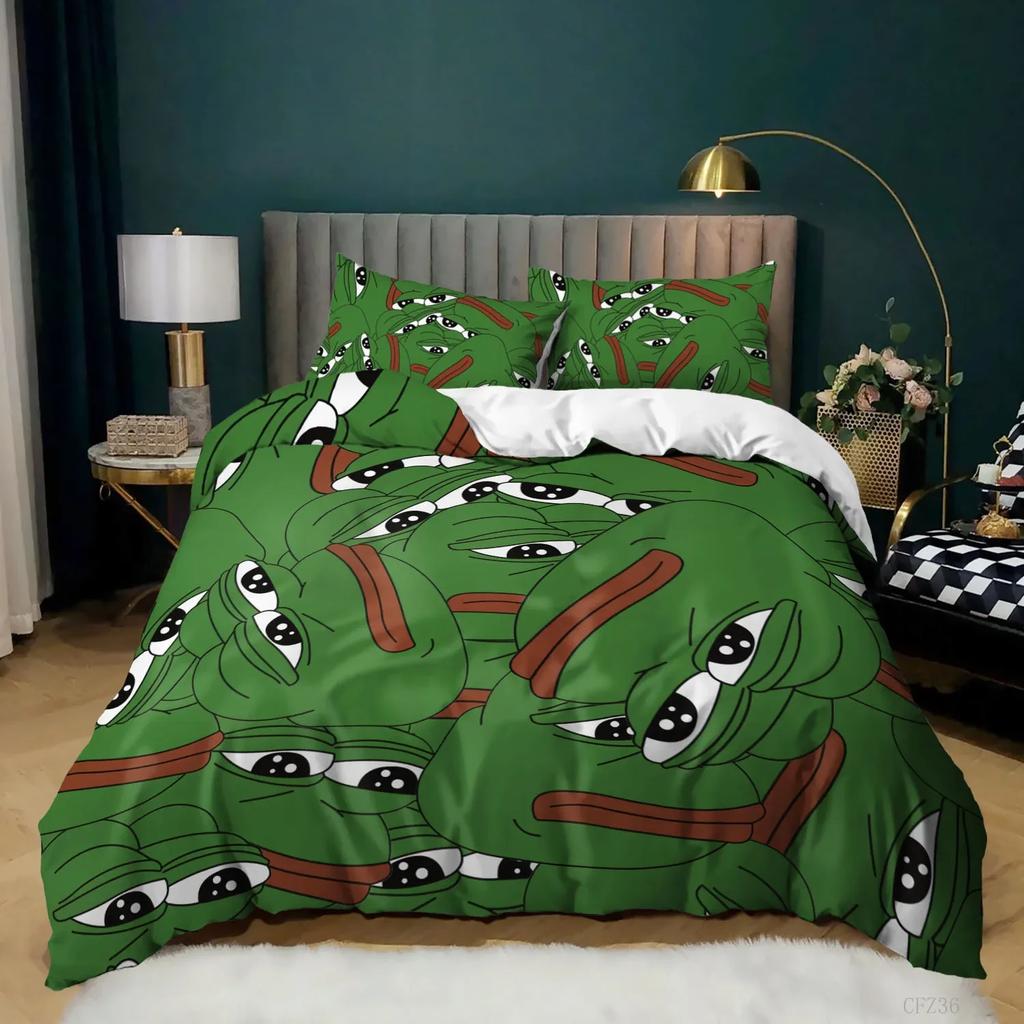 Comforter Frog Bedding Set King Size Funny Frog Tropical Amphibian Duvet Set For Kid 3D Tropical Nature Animal For Home Decor