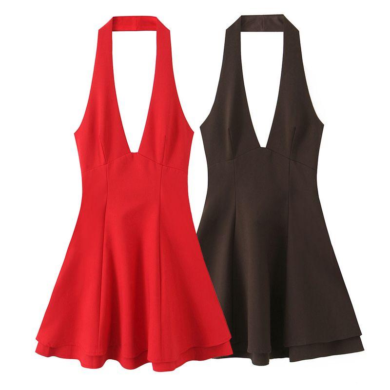 Kaslead New Women Clothes Western Style Fashion Simple Double-Layer Neck Collar Dress 3152249