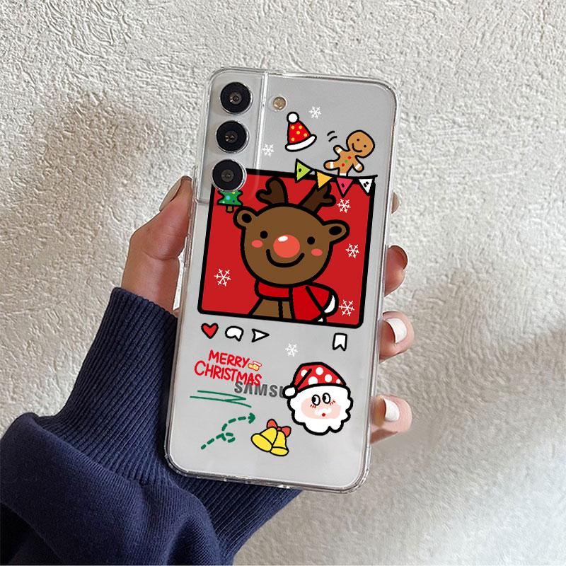 Clear Case For Samsung Galaxy S22 S20 FE S21 Plus S10 Lite S9 S8 S10e Note 20 Ultra 10 Lite 9 Phone Cover Snowman Christmas Cute