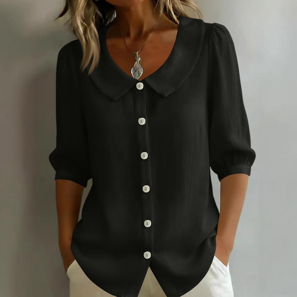 Ladies' Casual And Fashionable Loose V-neck Shirt Top