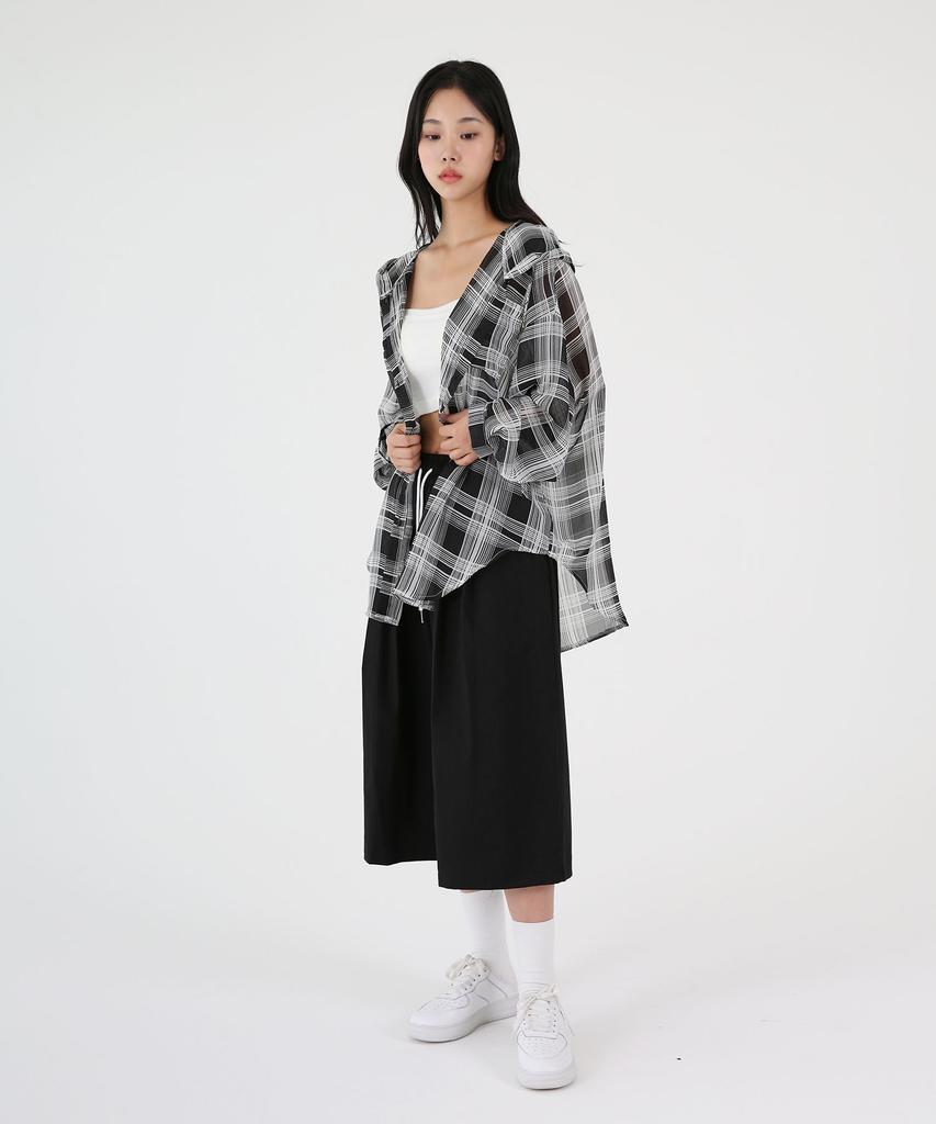 UMM Women'S See-Through Oversized Check Hoodie