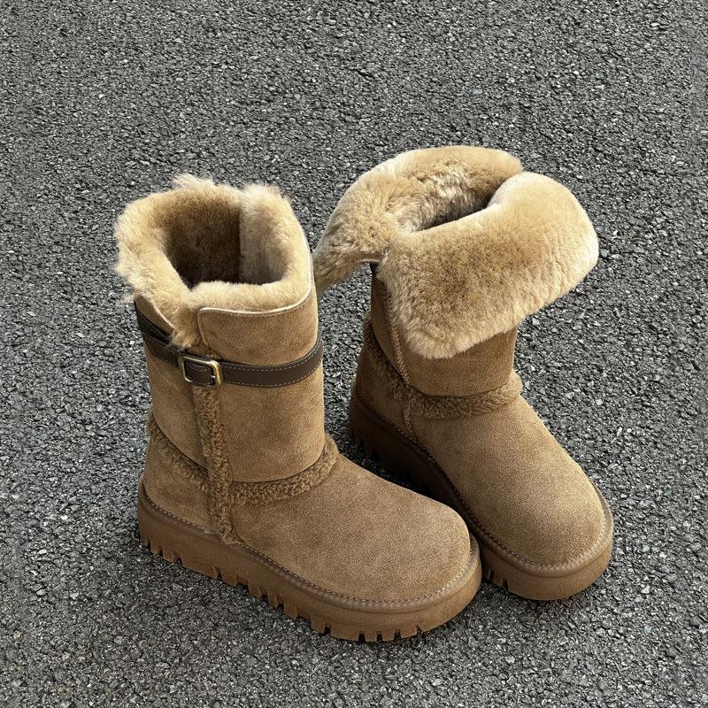 Grey Thick-soled Snow Boots for Women, Winter Two Wear Velvet Thickened Snow Cotton Shoes for Women, Long Tube