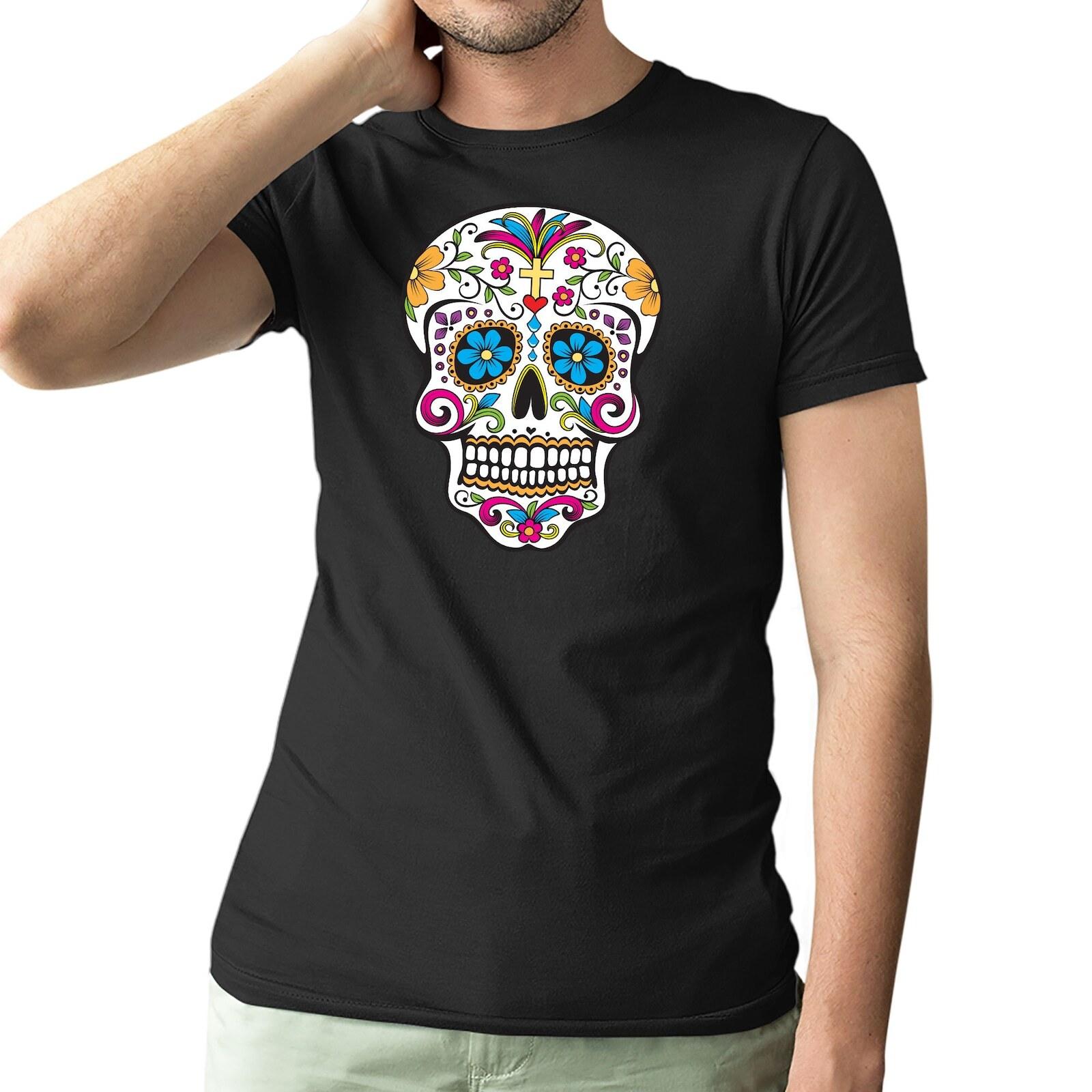 Sugar Skull Mariachi Day Of Dead Mexico inspired tee Unisex loose fit tshirt S разноцветный