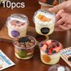 10Pcs Transparent Round Pudding Cups Reusable Party Cups With Lids And Spoons Novelty Mugs Mousse Cake Boxes Yogurt Cups