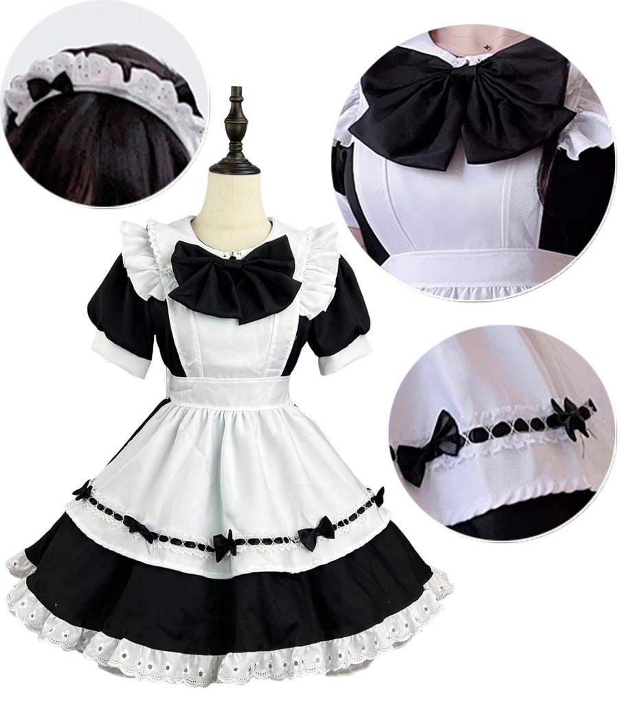 AOTYP Maid Cafe Cute Short Halloween Complete School Otaku Size 3XL Costume, Cosplay, Maid, Ribbon, Length, Costume, Women's, Set, Cosplay, Events,