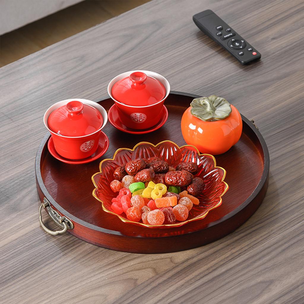 Bamboo Serving Tray, Solid Wood Breakfast Tray with Handles, Large Bamboo Food Tray Great for Dinner, Tea, Coffee, Bar, Parties