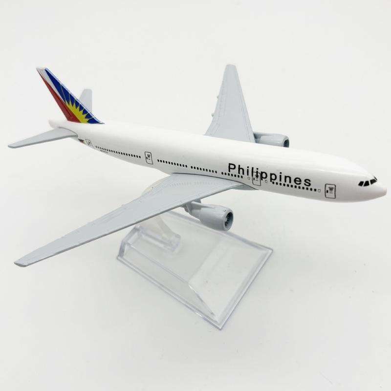 16cm Airplane Toy 1/400 Scale Philippines B777 Diecast Metal Plane Model Kit with Stand for Display Collection or Aviation Gift