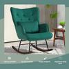 Velvet Rocking Armchair with High Backrest, Rocking Chair with Cushion and Armrests for Living Room and Bedroom, Green