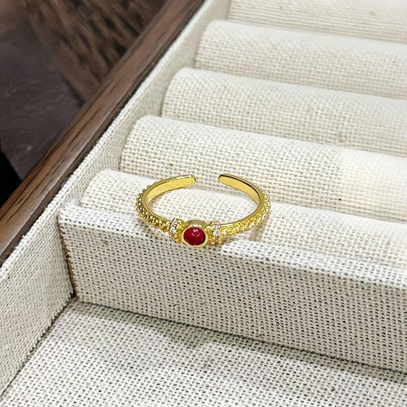 Court Style Fashion Medieval Vintage Red Open Ring Female Niche Temperament Exquisite Advanced Sense Index Finger Ring
