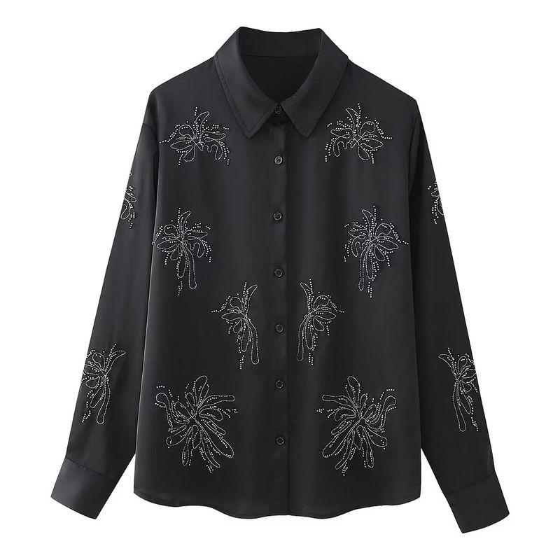 Kaslead New Arrival Women's Fashion Style Fashion Beaded Embroider Shirt Casual Pants Suit