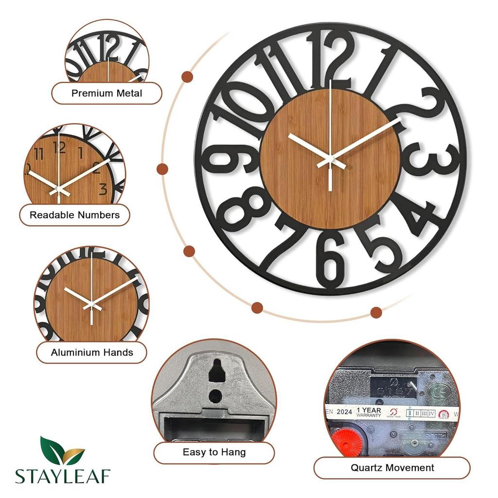 50 cm / Modern Metal Wall Clock – Premium Wall Decoration Item | Stylish Large Analog Hanging Watches for Living Room, Hall, Bedroom, Dining, Office