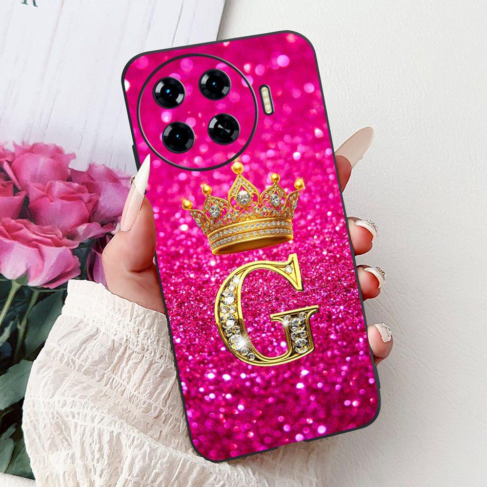 For Tecno Spark 20 Pro+ 20Pro 20 20C Fashion Crown Letter Phone Case For Spark20 20 Pro Plus Black Silicone Soft Cases Bumpers