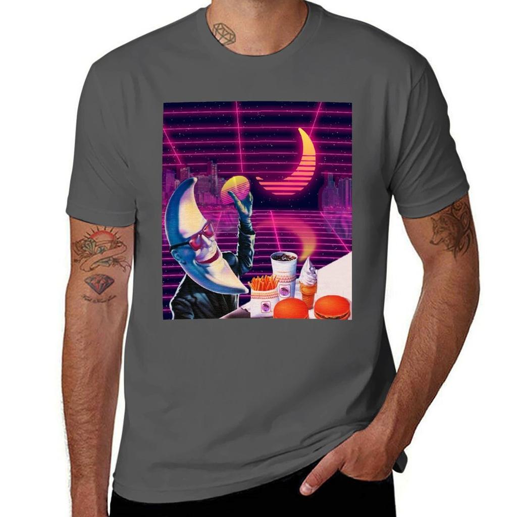 Moonday Night 80s Retro Aesthetic Vaporwave Tshirt Work Wear Simple Tee Shirt