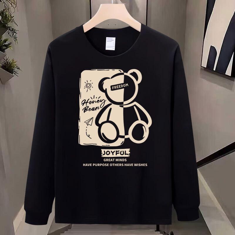 Heavy Round Neck Men'S T-Shirt Autumn American Trendy Brand Personalized High-Quality Printing Versatile Long-Sleeved Clothes
