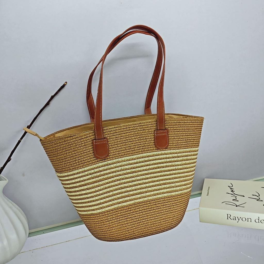 Strohtasche Damen Sommer Rattan Tasche Tragetasche Wind Schulter Strandtasche Nische Literarisch Neu
