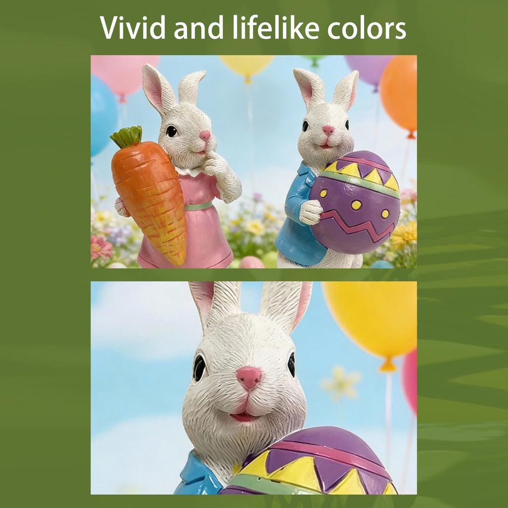 Easter Bunny Resin Craft Figurine Garden Decorative Item Realistic Animal Ornament
