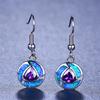 Boho Vintage White Imitation Fire Opal Long Dangle Earrings For Women Geometric Triangle Purple Zircon Earrings Wedding
