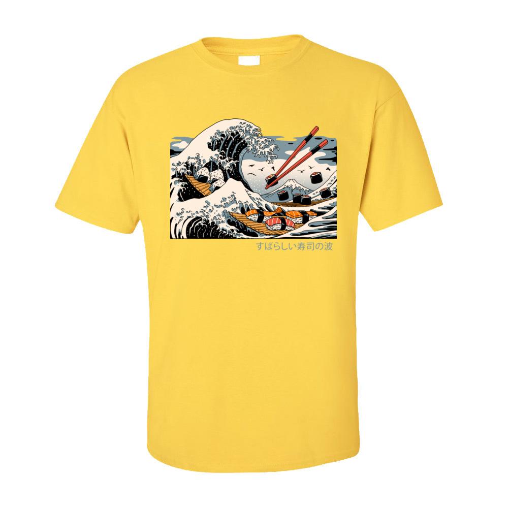 Men TShirt Great Waves Nara Tops Shirt All Cotton ONeck Short Sleeve Japan Sushi Printed Tee Shirt Mother Day Gift Top Quality