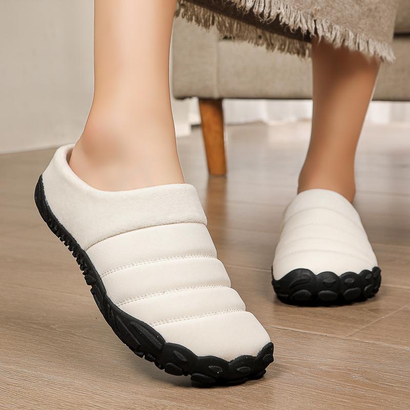 Winter men's velvet warm casual cotton shoes women's home wear dual-purpose half-pull cotton shoes couple cotton shoes