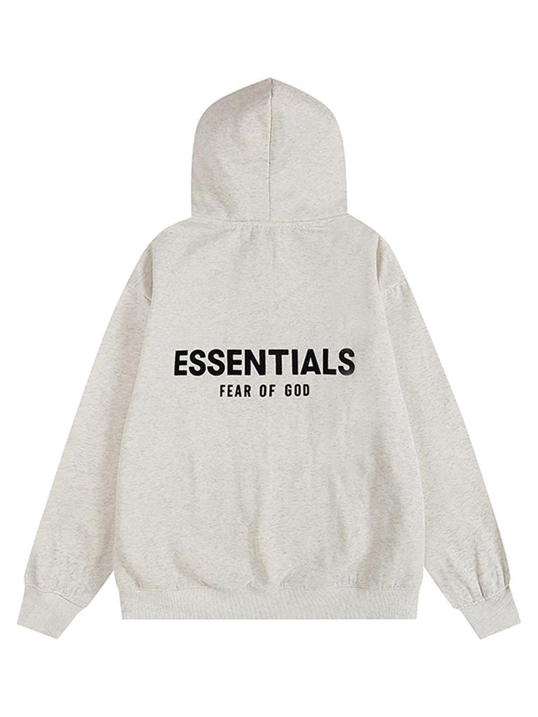 2025 Men's FOG Essentials Black Hooded Sweatshirt with Silicone Lettering and Double Stitching
