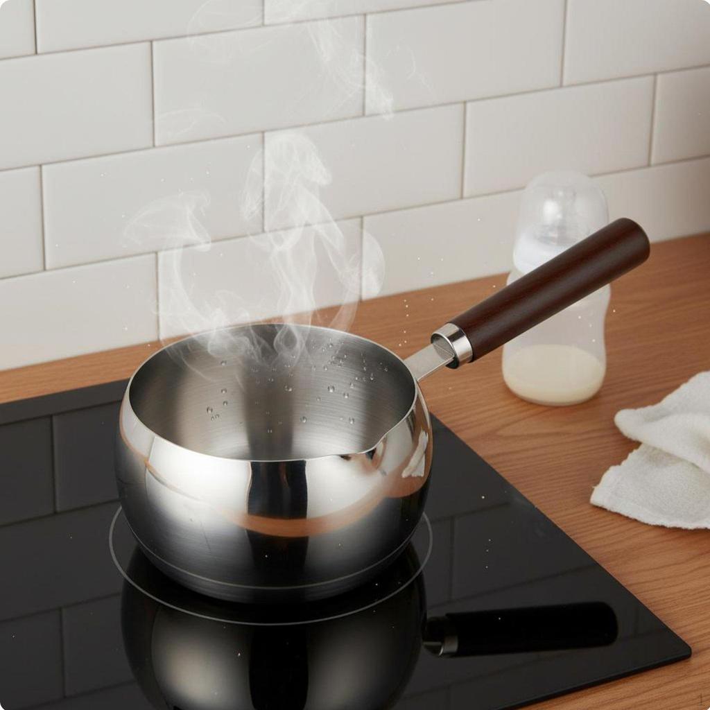 Infant Meals Cooking Pot Easy to Clean Stainless Steel Milk Universal Stovetop Compatibility