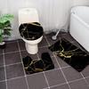 Bathroom Tools Marble Patterned Toilet Cover 3 Piece Set Non Slip Bathroom Rugs Set Bath Rug Mat And Toilet Lid Cover