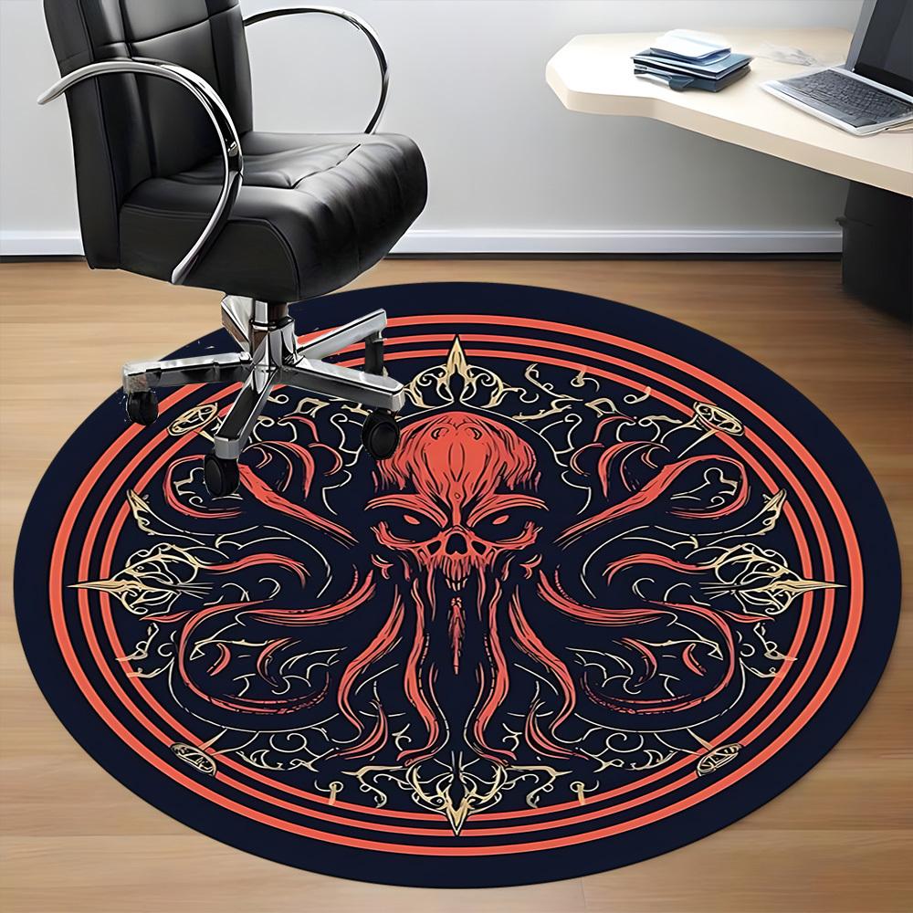 1pc Cthulhu Mandala Office Round Area Rug, Mat Suitable ForOffice, Under Office Chairs Bedroom Living Room Home Decor, Room Deco