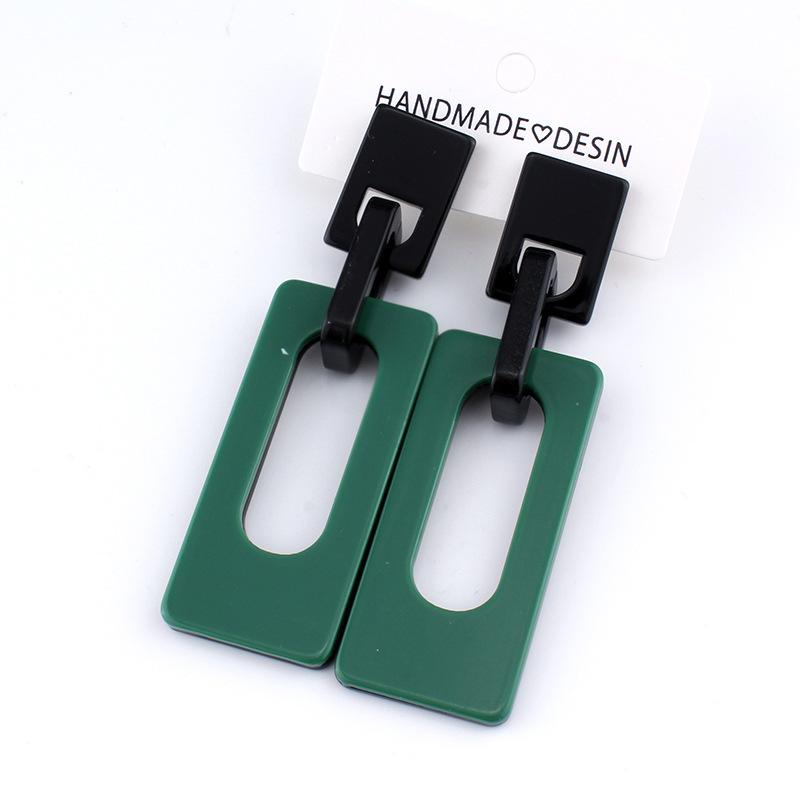 

JMXD Хрустальные серьги-подвески с треугольными шипами, красные прямоугольные, геометрические, акриловые, для хип-хоп вечеринки, подарок для женщин зелёный