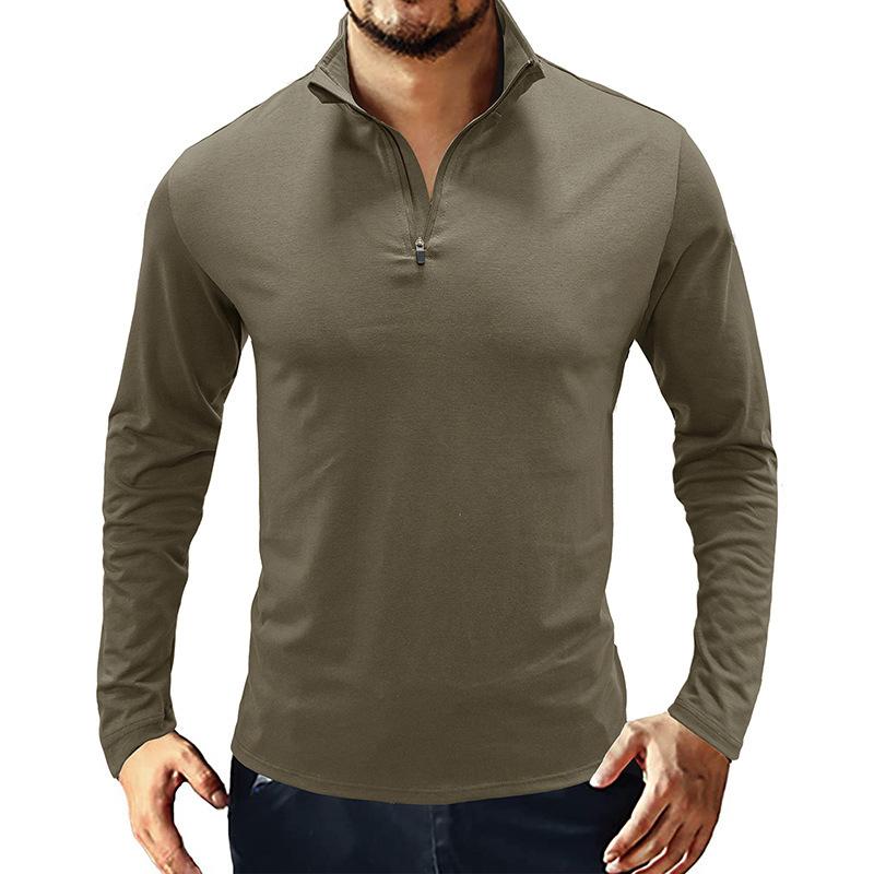 Men S Long Sleeve Polo Shirt Solid Color Casual Fit
