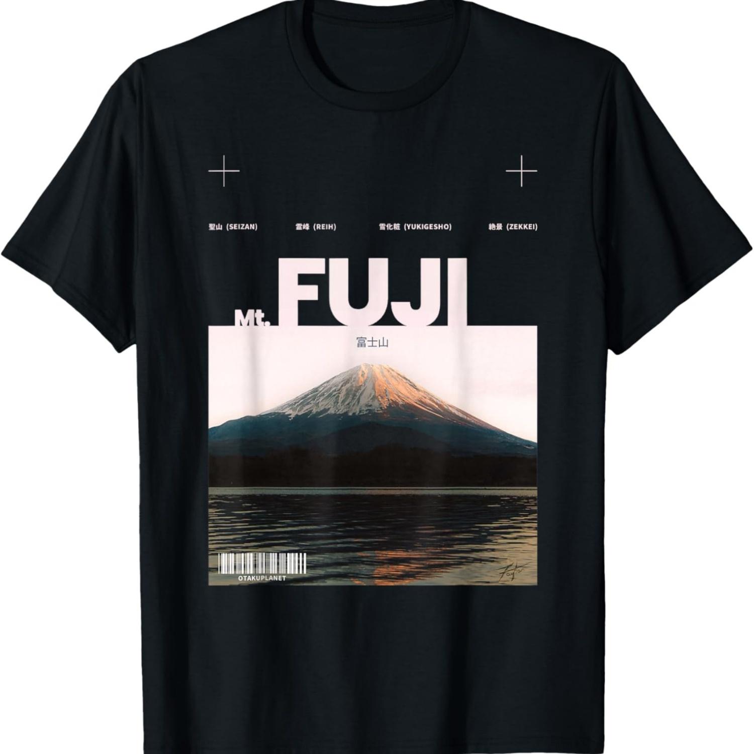 Japanese Fuji yama in 80 s 90 s Tokyo Streetwear Harajuku T-Shirt S чёрный