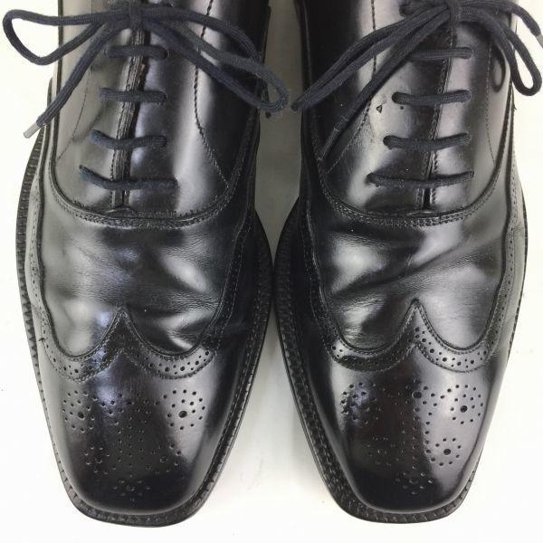 Mckay Construction All Leather Made in Italy Wingtip Business Shoes Black size 9.5 27.5-28.5 Men's(USED)